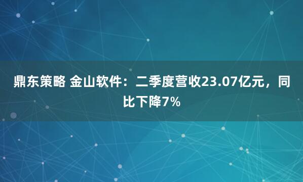 鼎东策略 金山软件：二季度营收23.07亿元，同比下降7%